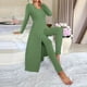 thumbnail image 5 of Pincandy Women's Solid Color Pajama Set - Crew Neck Long Sleeve Top & Pants, Casual & Comfortable for Homewear, 5 of 7