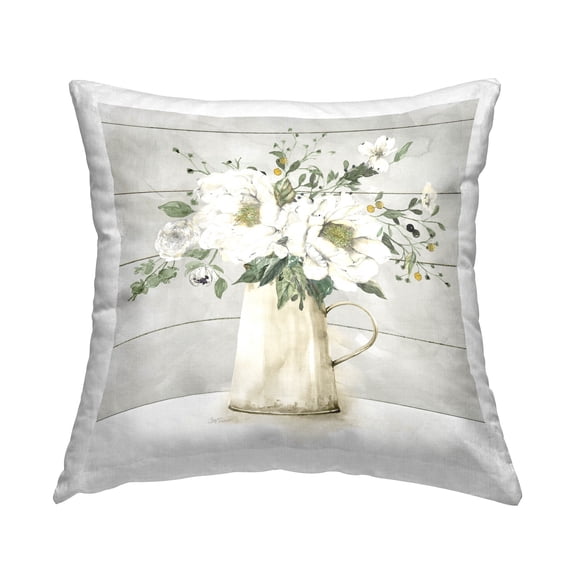 Stupell Industries Country Floral Milk Jug Printed Throw Pillow Design by Carol Robinson