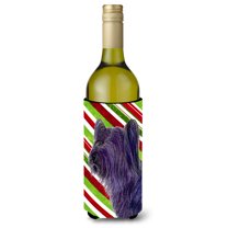 Skye Terrier Candy Cane Holiday Christmas Wine Bottle Hugger