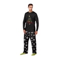 thumbnail image 2 of Yuaguia Family Christmas Matching Pajamas Set, Wish You a Merry Christmas Tree Letter Print Long Sleeve Tops and Black Snowflake Print Pants, Holiday Sleepwear, Men S, 2 of 5