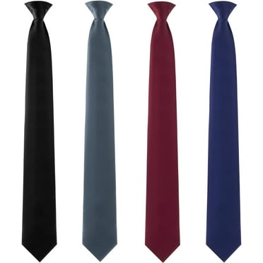 4Pcs 20 Inch Men's Clip-on Ties Solid Color Men's Tie Pretied Clip on Ties for Men Men's Clip on Necktie Men's Button Ties(Black, Charcoal Grey, Navy Blue, Wine Red)