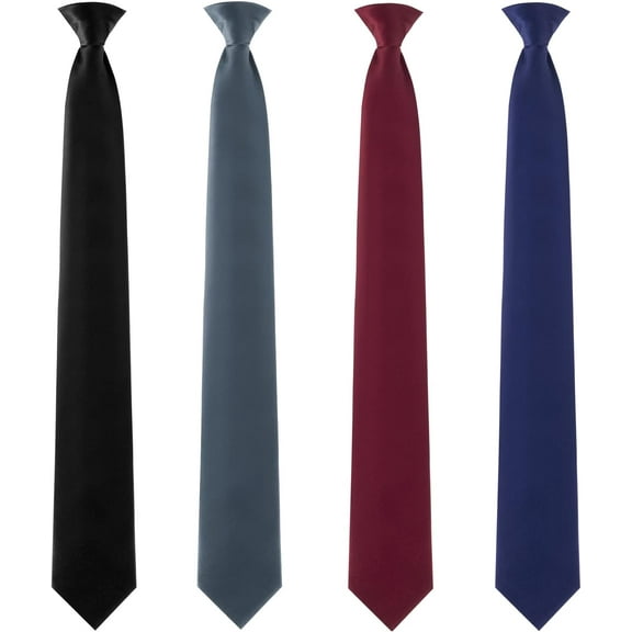 4Pcs 20 Inch Men's Clip-on Ties Solid Color Men's Tie Pretied Clip on Ties for Men Men's Clip on Necktie Men's Button Ties(Black, Charcoal Grey, Navy Blue, Wine Red)