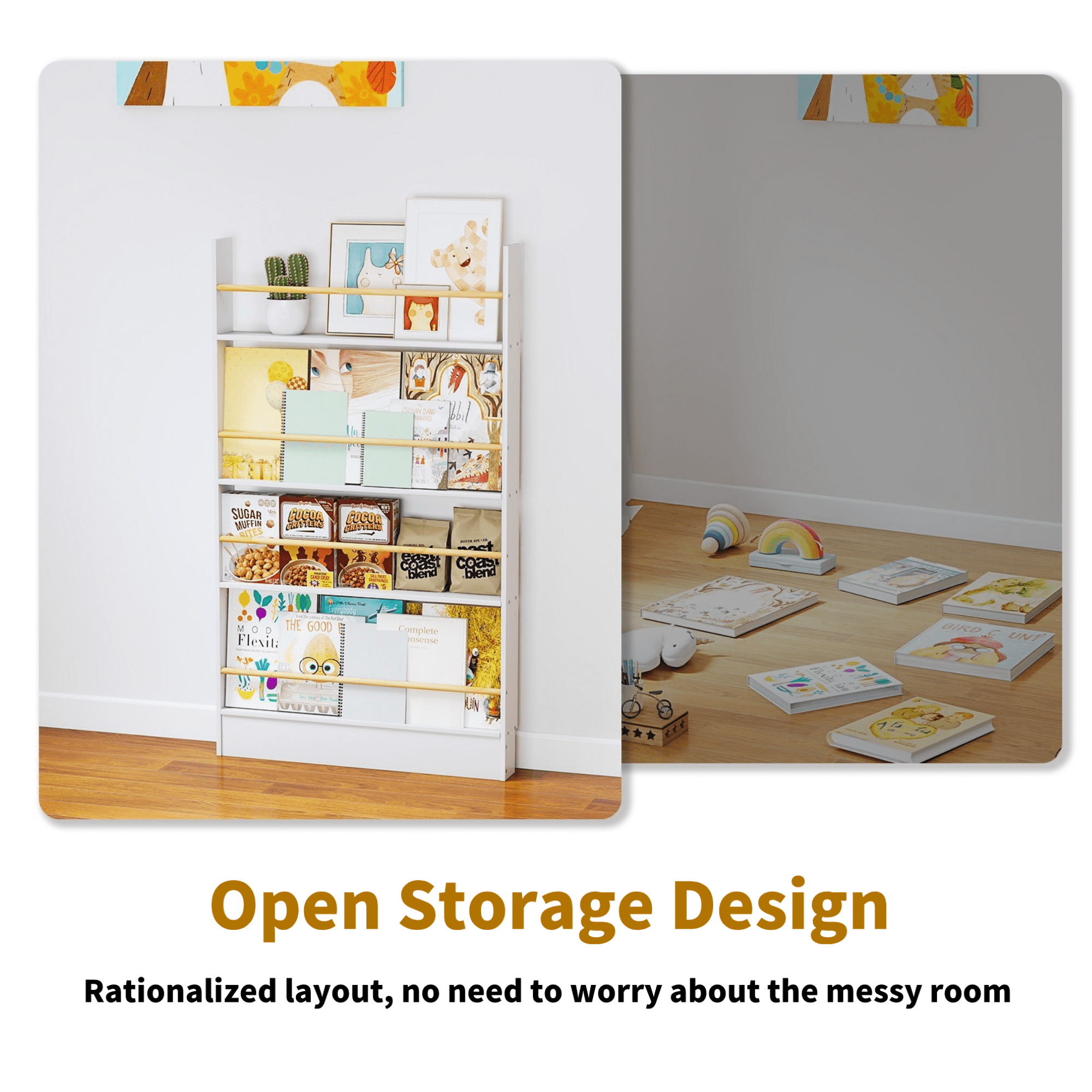 VGBYUJ Behind Doors Bookshelf, 4 Tier Wall Mount Boookcases, Thin Bookshelf for Narrow Space, Solid Wood, White