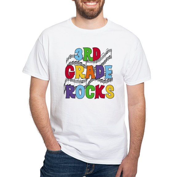 CafePress - Bright Colors 3Rd Grade White T Shirt - Men's White Classic Cotton T-Shirts