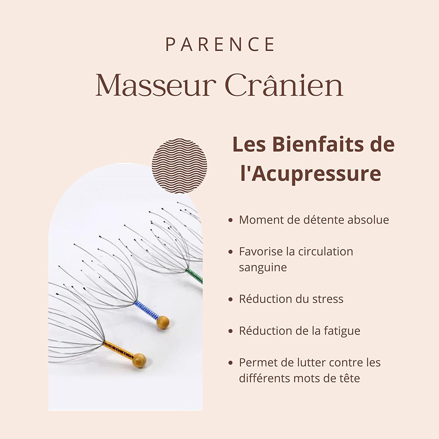 Masseur Pour Tête Et Cuir Chevelu - Outil Anti-Stress Et Détente - Neuf, Réf. ZE030