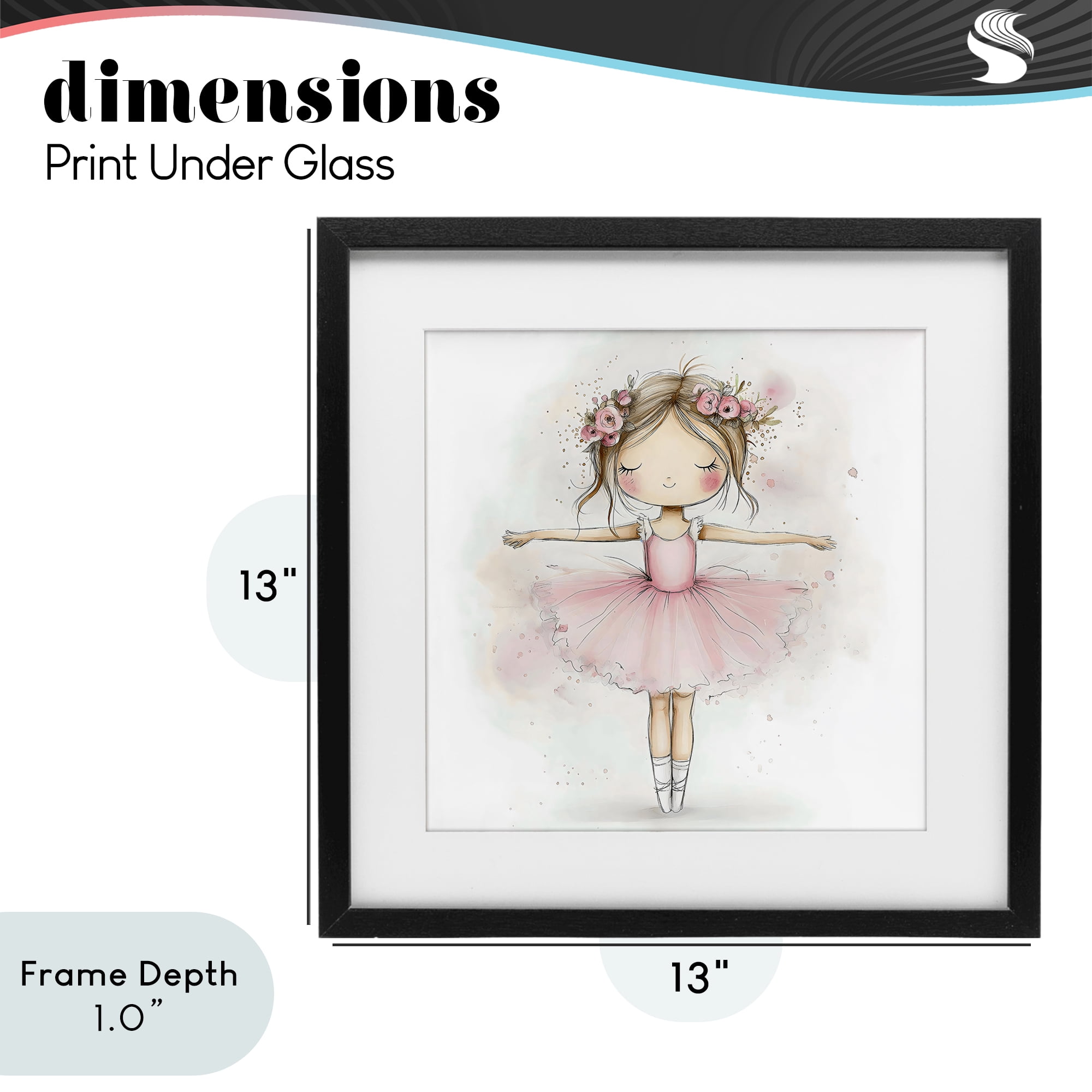 Stupell Industries Flower Ballerina in Pink Tutu Black Framed Print Under Glass, design by Creative Studio