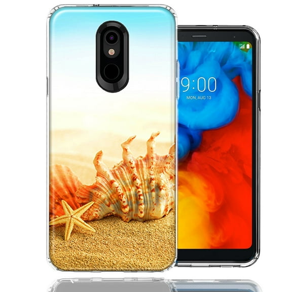 MUNDAZE For LG Stylo 5 Beach Shell Design Double Layer Phone Case Cover