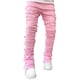 thumbnail image 1 of Pantalones vaqueros de corte regular, rotos y apilados para hombre, corte entallado, parches desgastados, pierna recta, desgastados, estilo urbano, 1 of 5