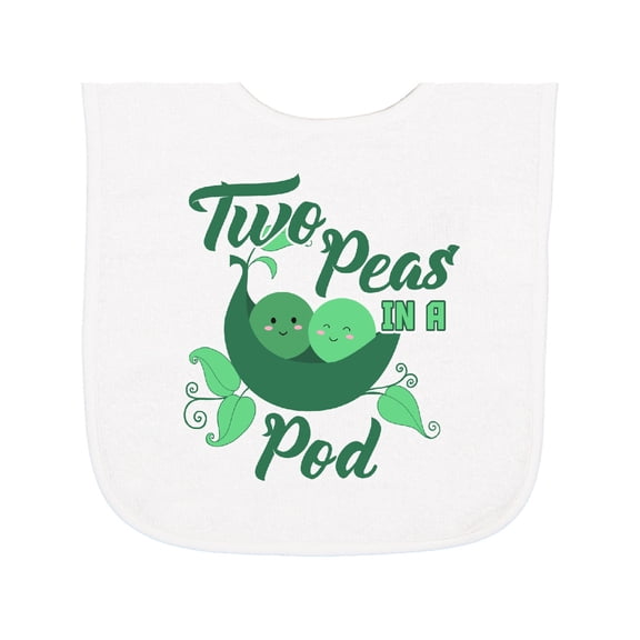 Inktastic Two Peas in a Pod with Faces Baby Terry Cloth Bib