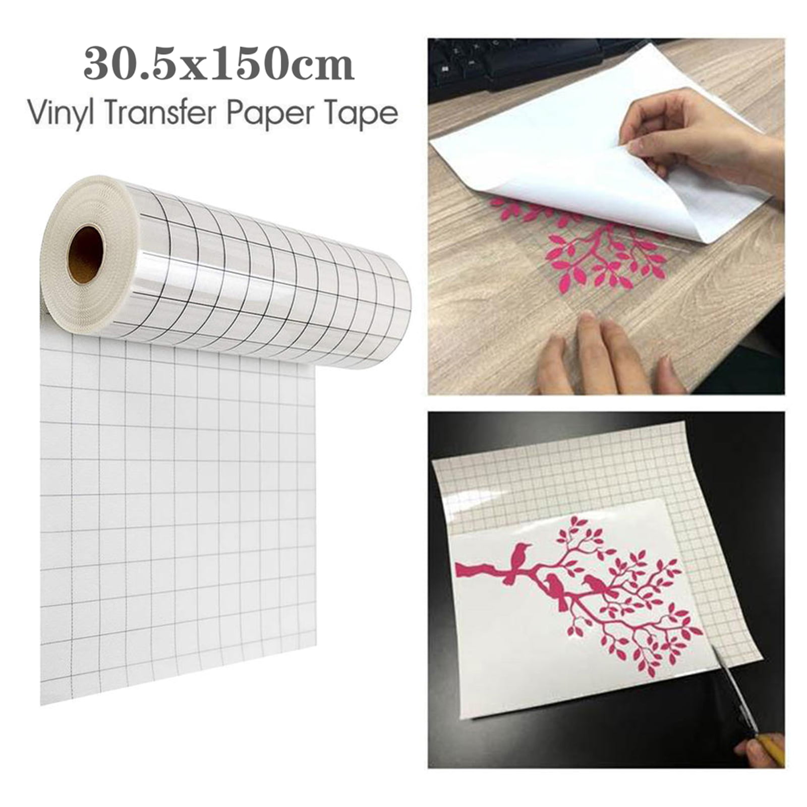 Frisco Craft AT-65 Clear Vinyl Transfer Paper Tape Roll-12 x 50 FT  w/Alignment Grid Application Tape Compatible for Silhouette Cameo, Cricut  Adhesive