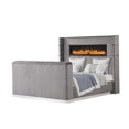 thumbnail image 6 of Modern Queen Bed Frame with Fireplace Headboard and Footboard, Gray Upholstered Platform Bed with TV Stand, Sturdy Wood Structure for Bedroom, 6 of 7