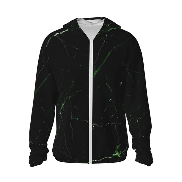 Fotbe Black Marble Chaqueta con Protección Solar UPF 50+ para Hombre y Mujer, Camisa con Capucha y Bolsillos-Large