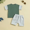 thumbnail image 3 of Gerichy Toddler Baby Boy Summer Clothes Letter Print Shorts Set 0 6 12 18 24 Months Outfits 2-3 Years Clothes Set Crewneck Letter Print Boys Top Shorts 2 Piece Set, 3 of 7