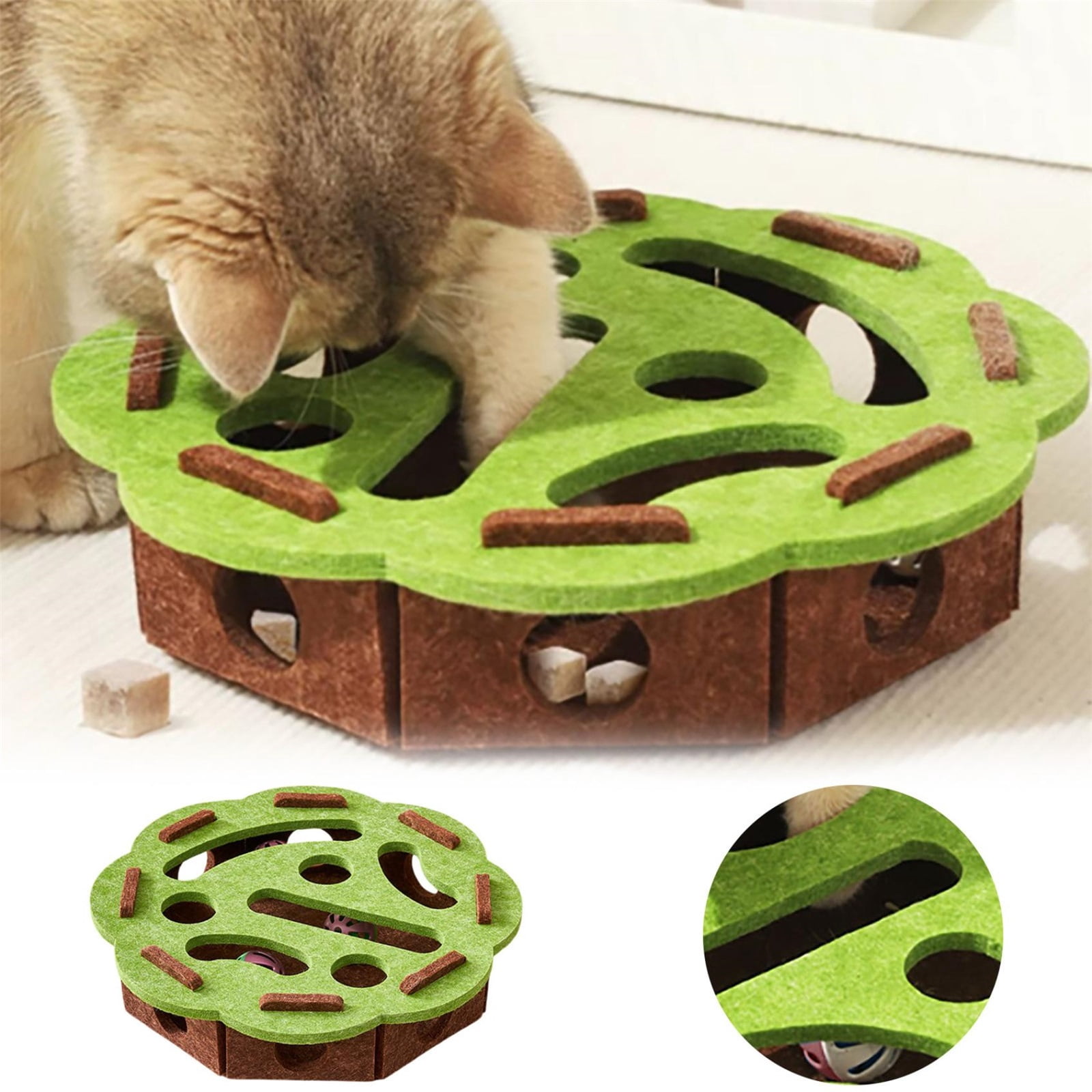 Interactive Cat Puzzle Toy Stimulating Mental Enrichment Game For Indoor Maze With And Pet Toys,Green A,3PCS