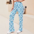 thumbnail image 3 of White Damask Light Blue Pattern Women's Wide Leg Lounge High Waisted Loose Work Casual Outfits Trousers, 3 of 8