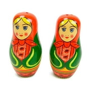 Oktoberfest Haus Multicolor Ceramic Russian Nesting Doll Salt and Pepper Set