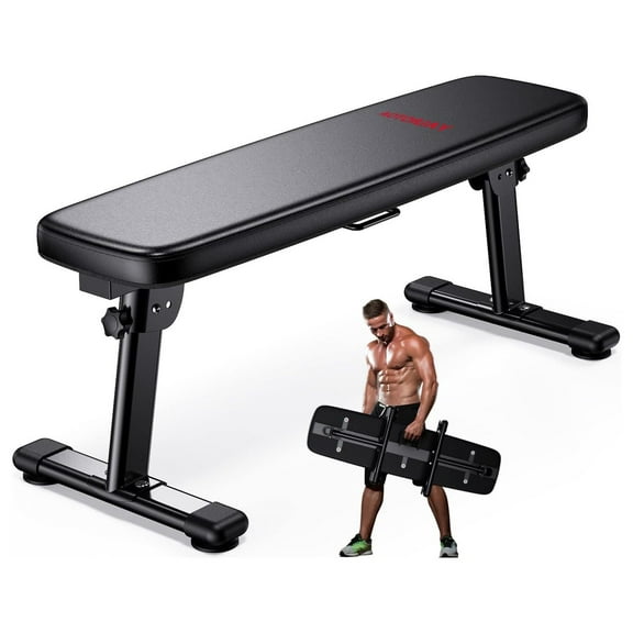 Weight Folding Workout with Carrying Handle Flat Home Training Multiuse Fitness Black