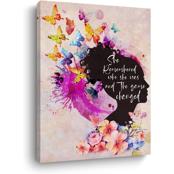 Inspirational Canvas Wall Art Framed Floral Butterflies Watercolor Paintings for Wall Decorations Encouragement Gifts for Women Pictures Wall Decor Poster for Home Office Living Room Bedroom