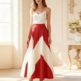 thumbnail image 4 of Floral Skirts for Women Womens Color Block Pleated Maxi Skirt High Waist A-Line Flowy Elegant Long Skirts Red XXL, 4 of 6