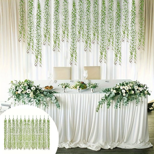 12 ramas artificiales de enredaderas de dragón | Set de 12 plantas de mimbre sintético para decorar bodas y el hogar | Enredaderas de plástico verde de 106,6 cm