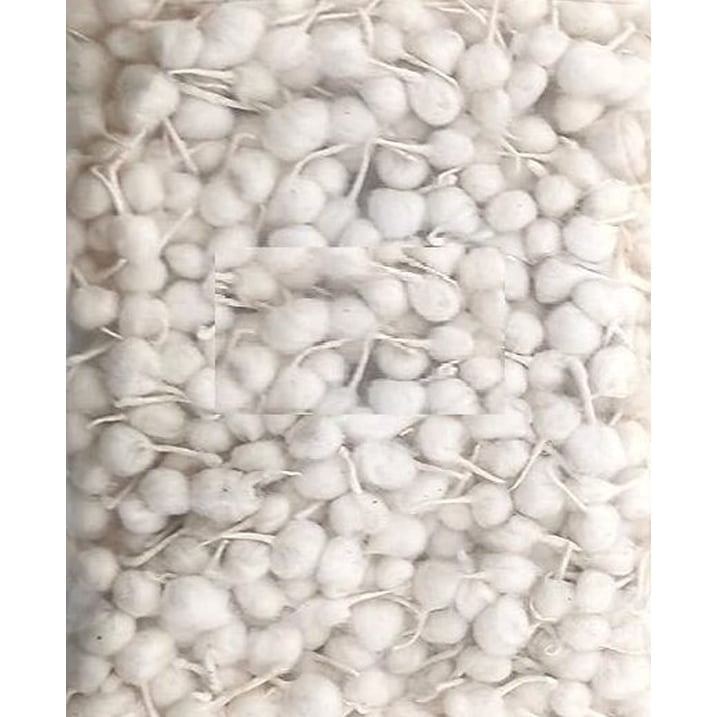 Cotton Pooja (Puja) Wick Baati, Round White Handmade Diya Wicks for Oil Lamp and Aarti, 1000 Count Pack