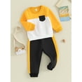 thumbnail image 3 of GXFC Little Boys Fall Tracksuit Outfits Set Clothes 1T 2T 3T 4T 5T Kids Boys Long Sleeve Contrt Color Sweatshirt and Sweatpants 2 Piece Cual Autumn Clothing for Toddler Boys, 3 of 9