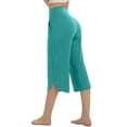 thumbnail image 3 of High Waist Yoga Pants - Women's Summer Wide Leg Workout Capris, Stretchy Lounge Pants with Pockets | Yubnlvae (Mint Green | S), 3 of 5