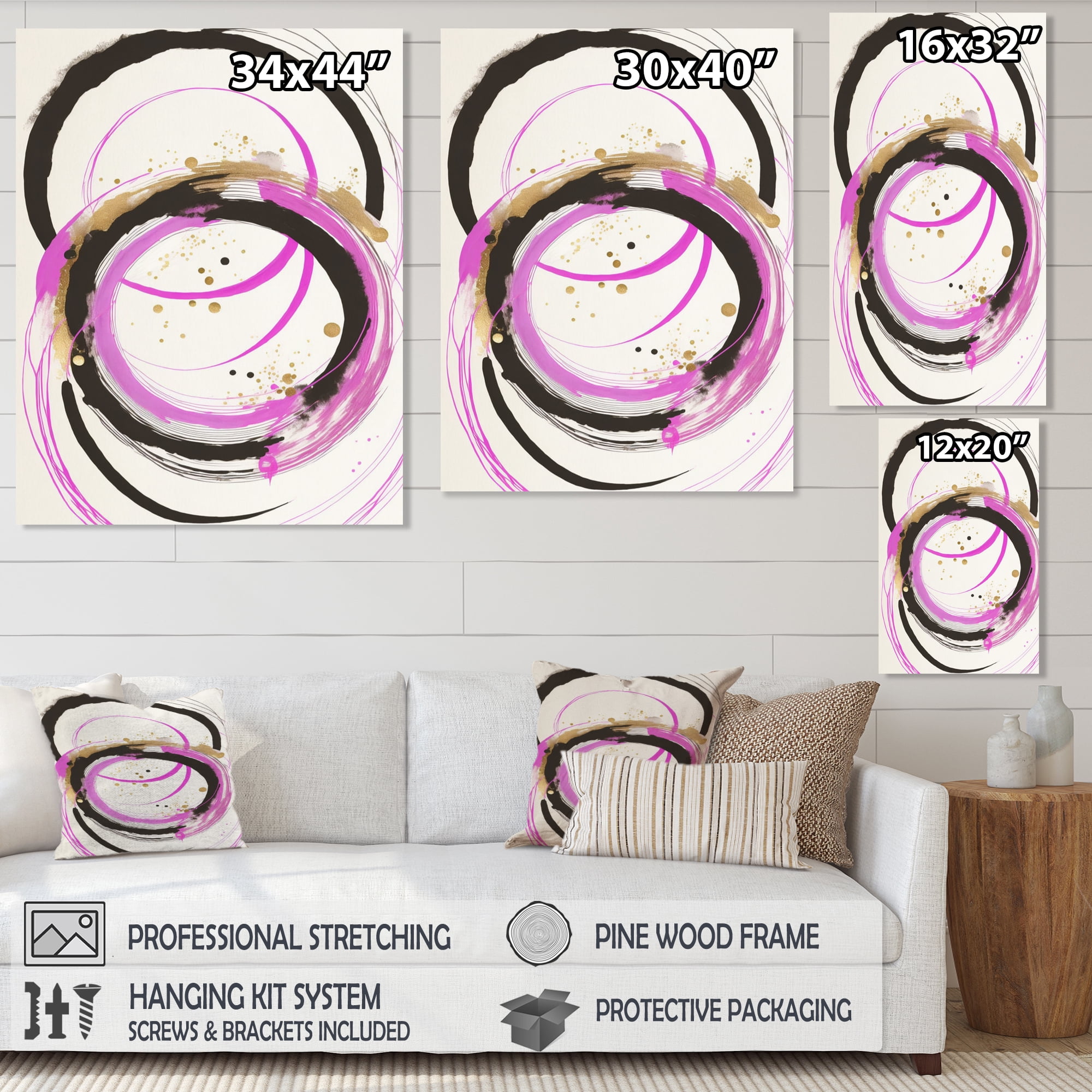 Designart Pink And Gold Liquid Art Canvas Wall Art