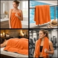 thumbnail image 3 of RIVERSIDE 3 Piece Cotton Towel Set Bath 27x54 and Hand 16x28 Towel with Washcloth 12x12, Lightweight & Soft - Orange, 3 of 9