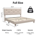 thumbnail image 3 of Frostbloom Full Size Linen Upholstered Platform Bed Frame with Adjustable Headboard, Beige, 3 of 8