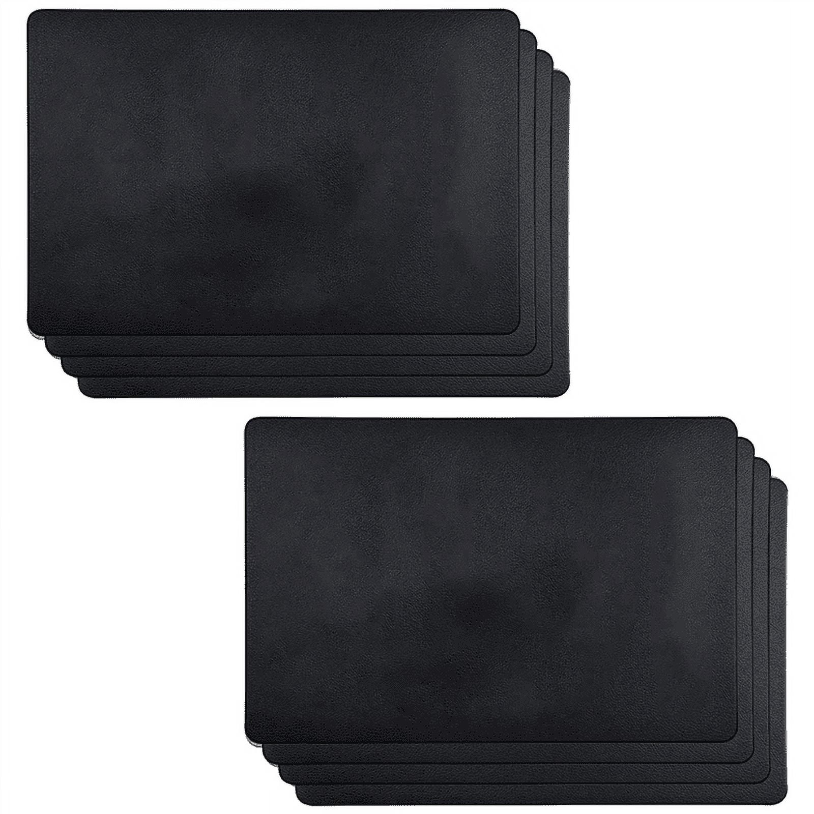 12PCS Heat- Artificial Leather Placemats, Waterproof (Black)