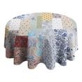 thumbnail image 4 of Pioneer Flower Floral Print Pattern Round Tablecloth 60"x60",Wrinkle Wipeable Table Cloth for Kitchen Dining Room Picnic Patio Party, 4 of 6