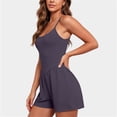 thumbnail image 4 of Ohufall Short Jumpsuit for Women Solid Color Comfort Camisole Summer Casual Wide Leg Short Jumpsuits, 4 of 6