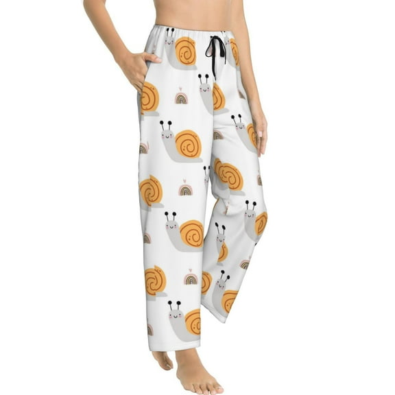 Pajama Pants Women - Cute Cartoon Snail Pattern Soft Breathable Sleep & Lounge Pants for Women, Comfy Casual Pj Pants Bottoms with Pockets
