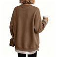 thumbnail image 4 of Women's Crewneck Sweatshirt Layered Hem Pullover Top with Ribbed Cuffs Slouchy Street Style Sweatshirts, M, 4 of 4