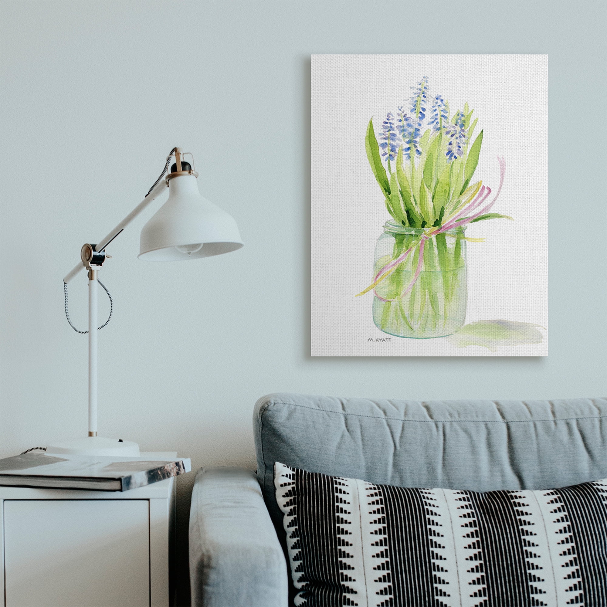 Stupell Industries Blue Hyacinth Flower Arrangement Classic Canning Jar Canvas Wall Art, 30 x 40, Design by Melissa Hyatt LLC