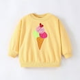 thumbnail image 2 of Toddler Girls Sweatshirt Crew Neck Long Sleeve Pullover Ice Cream Embroidery Drop Shoulder Autumn Sweatshirts for Girls 3T-4T, 2 of 7