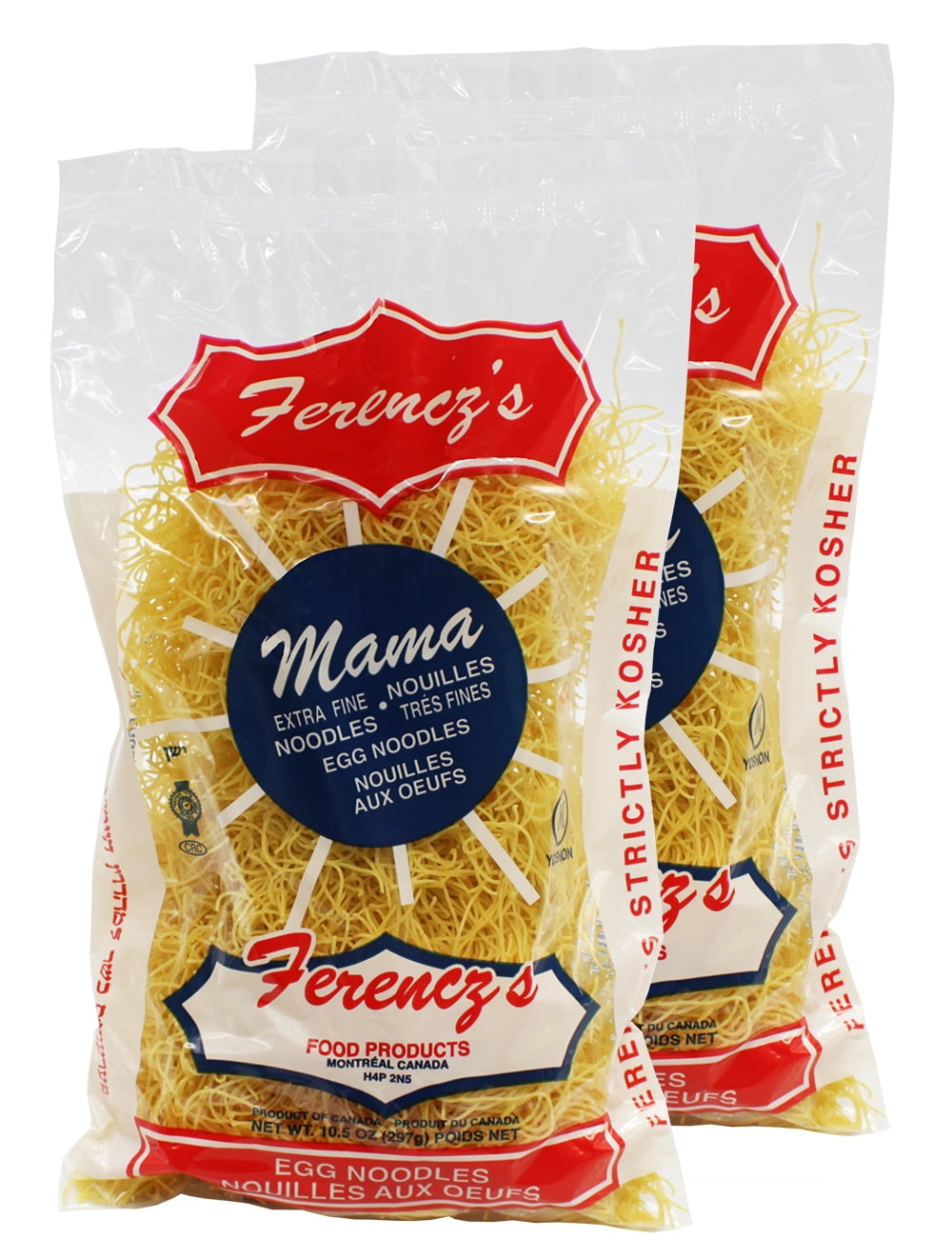 Ferencz's Kosher Extra Fine Egg Noodles 10.5ounce Bags (Pack of 2