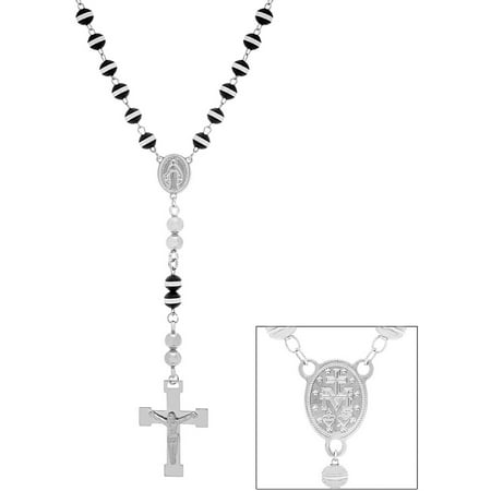 Lesa Michele Sterling Silver Polished Jesus on Cross Rosary