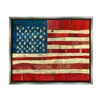Stupell Industries United We Stand Independence Day Festive American Flag Painting Luster Gray Floating Framed Canvas Print Wall Art, Design by Stephanie Burgess
