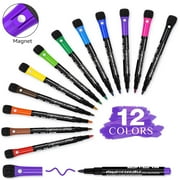 QingY-12 Colours Magnetic White Board Markers Erasable White Board Pens, Fine Point Dry Wipe Markers for Kids Writing On Whiteboards, Weekly Planner