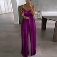 thumbnail image 2 of Women's FashionAble And Casual Loose Color Wide Leg Pants Waist Cinching Elegant Suspender Bead Jumpsuit, Size S-2XL, 2 of 5