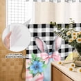 thumbnail image 3 of No Hook Shower Curtain, Easter Shower Curtains for Bathroom with See Through Top Window, Spring Watercolor Bunny Eggs Flowers Black Plaid Waterproof & Washable Bath Curtain Stand Up Stall 36"x72", 3 of 9