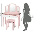 thumbnail image 2 of Gymax Vanity Princess Make Up Dressing Table W/ Tri-folding Mirror & Chair Pink, 2 of 10