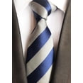 thumbnail image 2 of ORUYROP Cravate Formelle en Soie Jacquard Bleu Gris à Rayures Classiques pour Hommes, 2 of 6