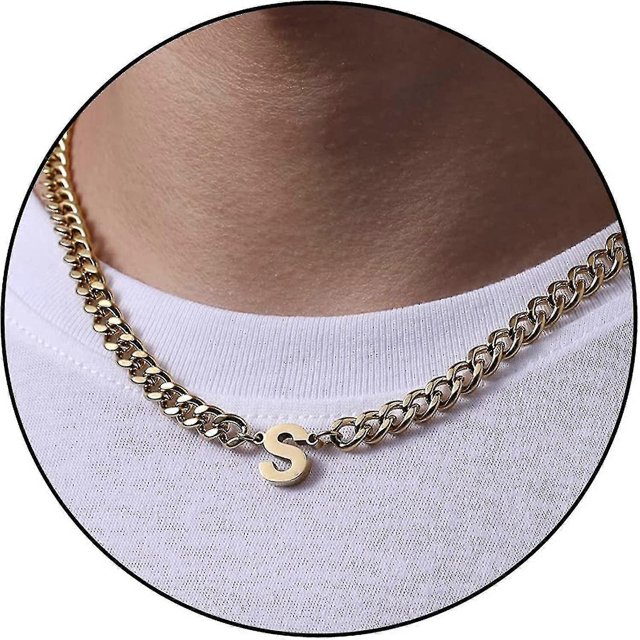 Collar de cadena de eslabones cubanos yuxing con inicial Az 6,5 mm 18 + 2 pulgadas