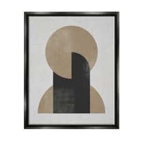 Stupell Industries Modern Intersecting Shapes Abstract Painting Black Floater Framed Canvas Art Print Wall Art, 25 x 31