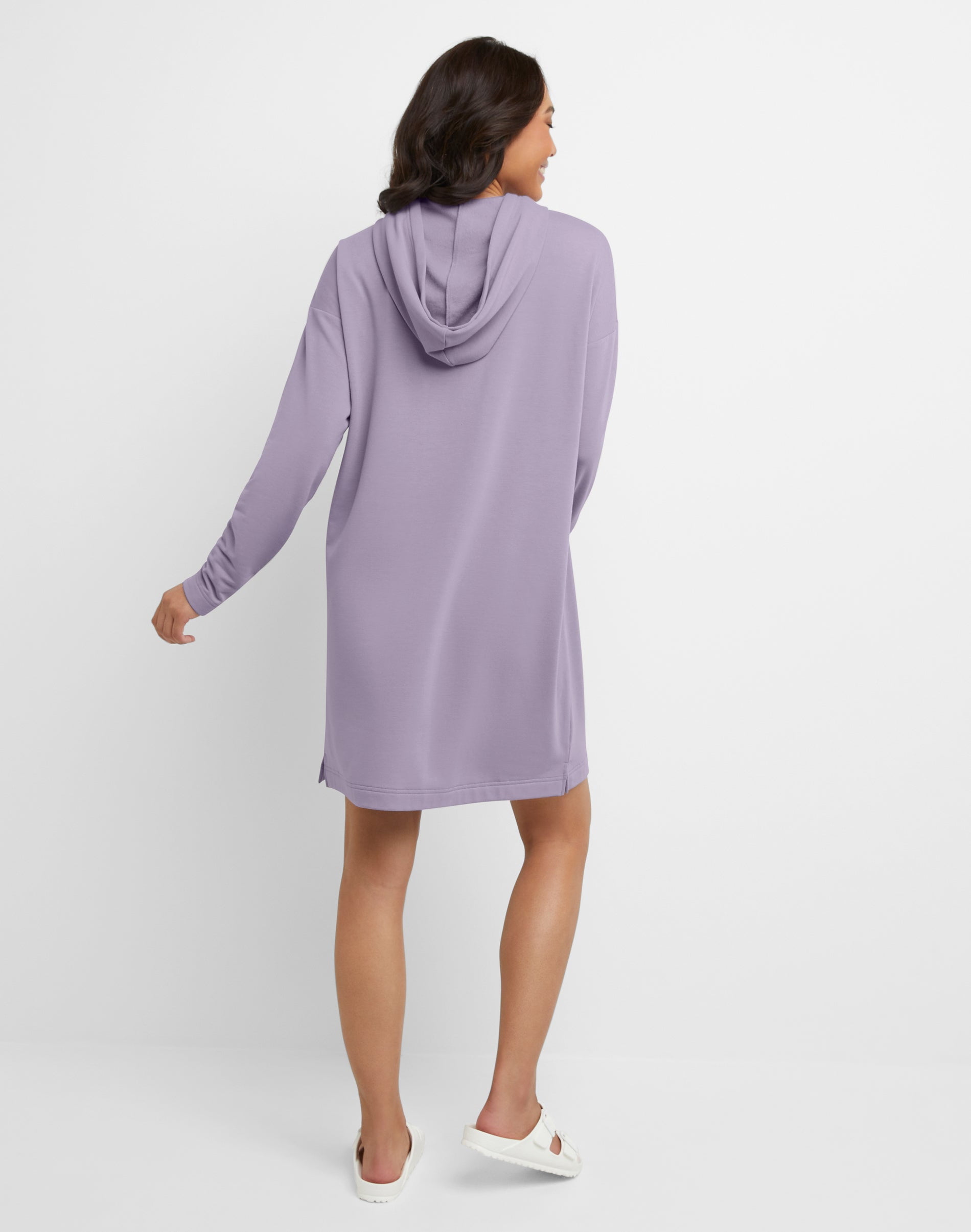 Hanes Originals Women's Soft Brushed Fleece Hoodie Dress Muted Iris M