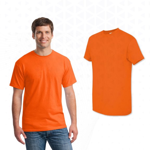 Gildan High Visibility Safety T-Shirt, Heavy Cotton Short Sleeve Crewneck Tee, Safety Orange, L
