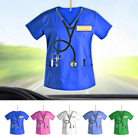 Musbetu Nurse Uniform Shape Decoration Flat Acrylic Hanging Ornament Keyring Pendant Gift for Nurses Doctors Car Bag Decoration